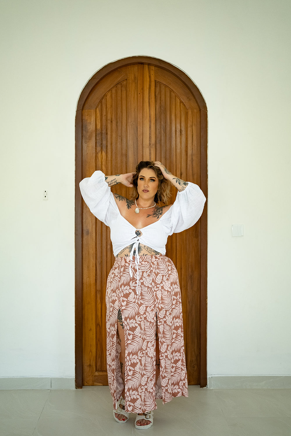Saskia Skirt in Soft Peach by Jinx the Label