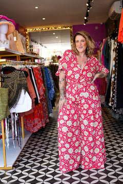 Sienna Jumpsuit in Wild Daisy Rouge by Jinx the Label