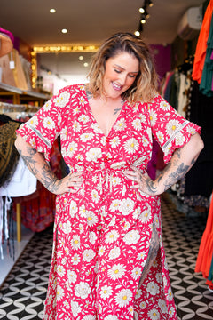 Sienna Jumpsuit in Wild Daisy Rouge by Jinx the Label