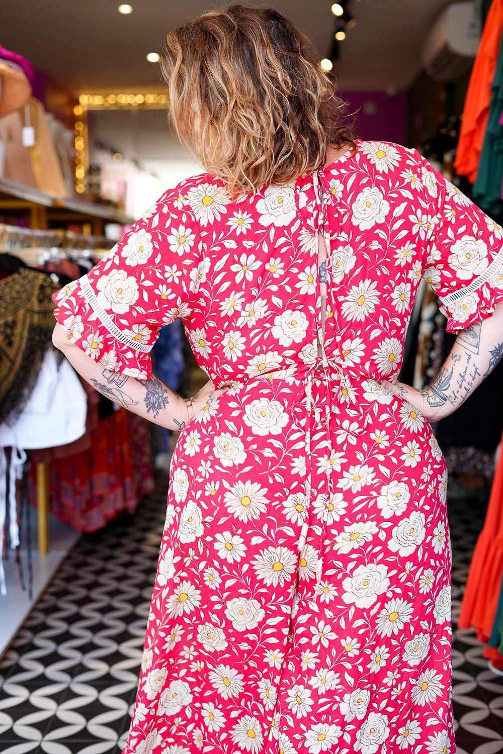 Sienna Jumpsuit in Wild Daisy Rouge by Jinx the Label