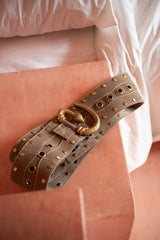 Slytherin Belt | Genuine Suede Leather Statement Belt in Desert Taupe | Jinx The Label