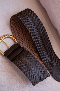 Solana Belt - Saddlewood | Handwoven Genuine Leather Belt | Jinx The Label