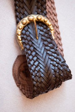 Solana Belt - Saddlewood | Handwoven Genuine Leather Belt | Jinx The Label