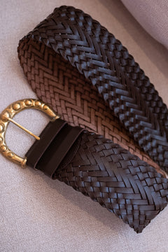 Solana Belt - Saddlewood | Handwoven Genuine Leather Belt | Jinx The Label