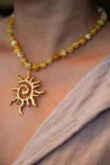 Spiral Sun Necklace - Yellow Agate Gold - Sunspell by Jinx the Label