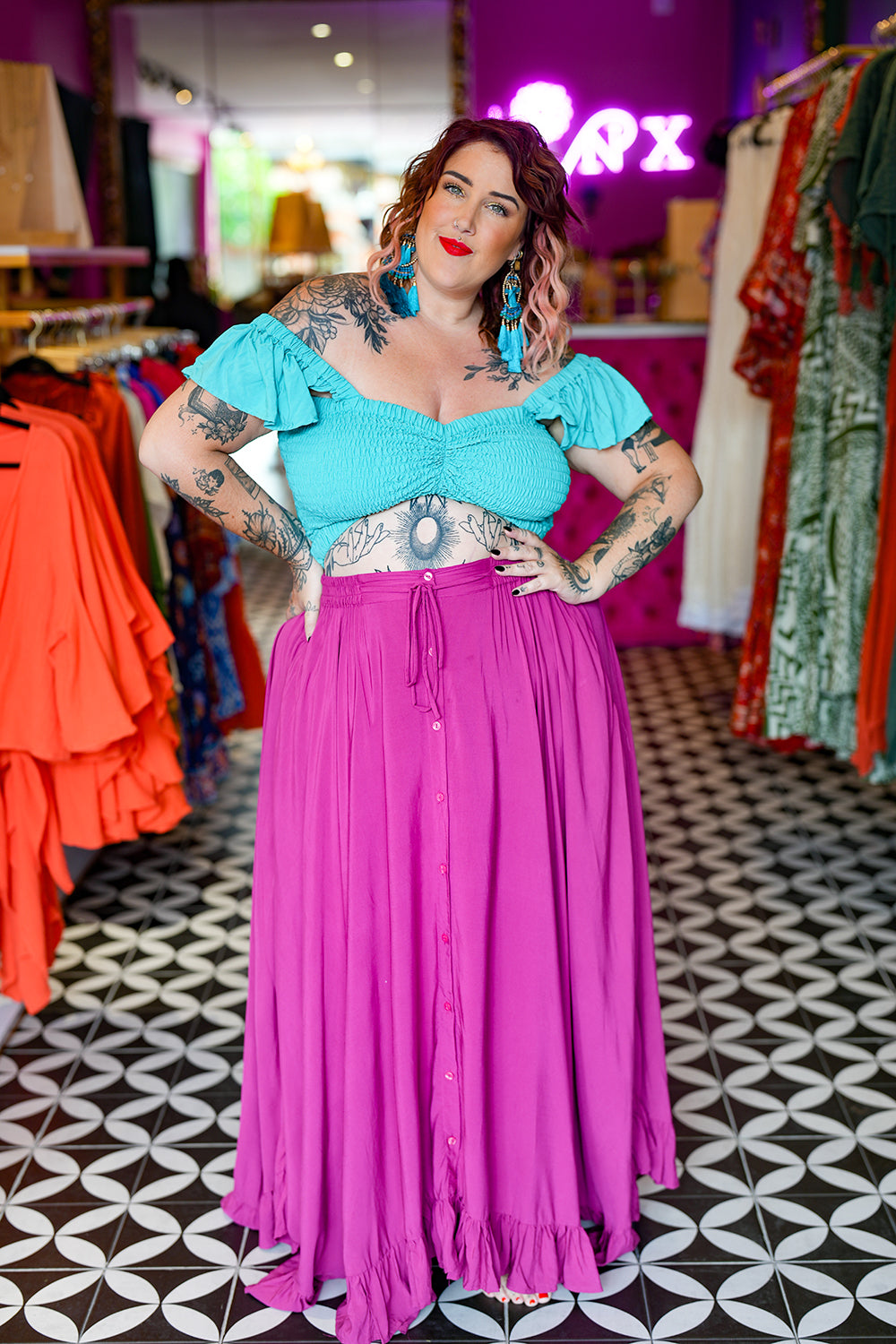 Sunny Rose Skirt - Magenta by Jinx the Label