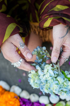 Discover the Solara Ring by Jinx the Label, a sterling silver sun inspired ring featuring a natural turquoise centre stone and delicate bohemian detailing.