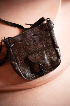 Wayfarer Bag | Hand Tooled Leather Crossbody Bag in Outlaw Oak | Jinx The Label