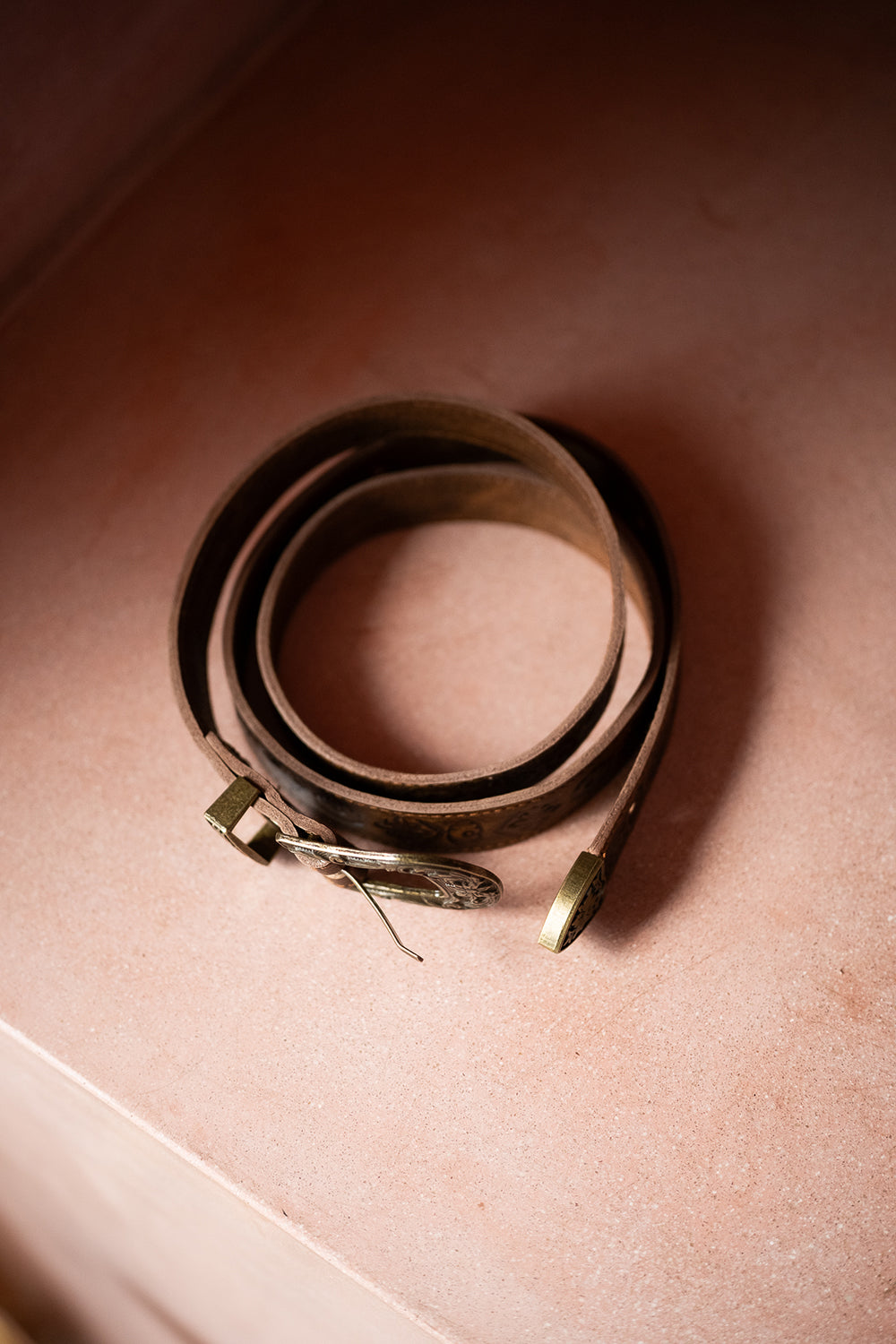 Wiccan Belt | Hand Tooled Leather Belt in Outlaw Oak | Jinx The Label