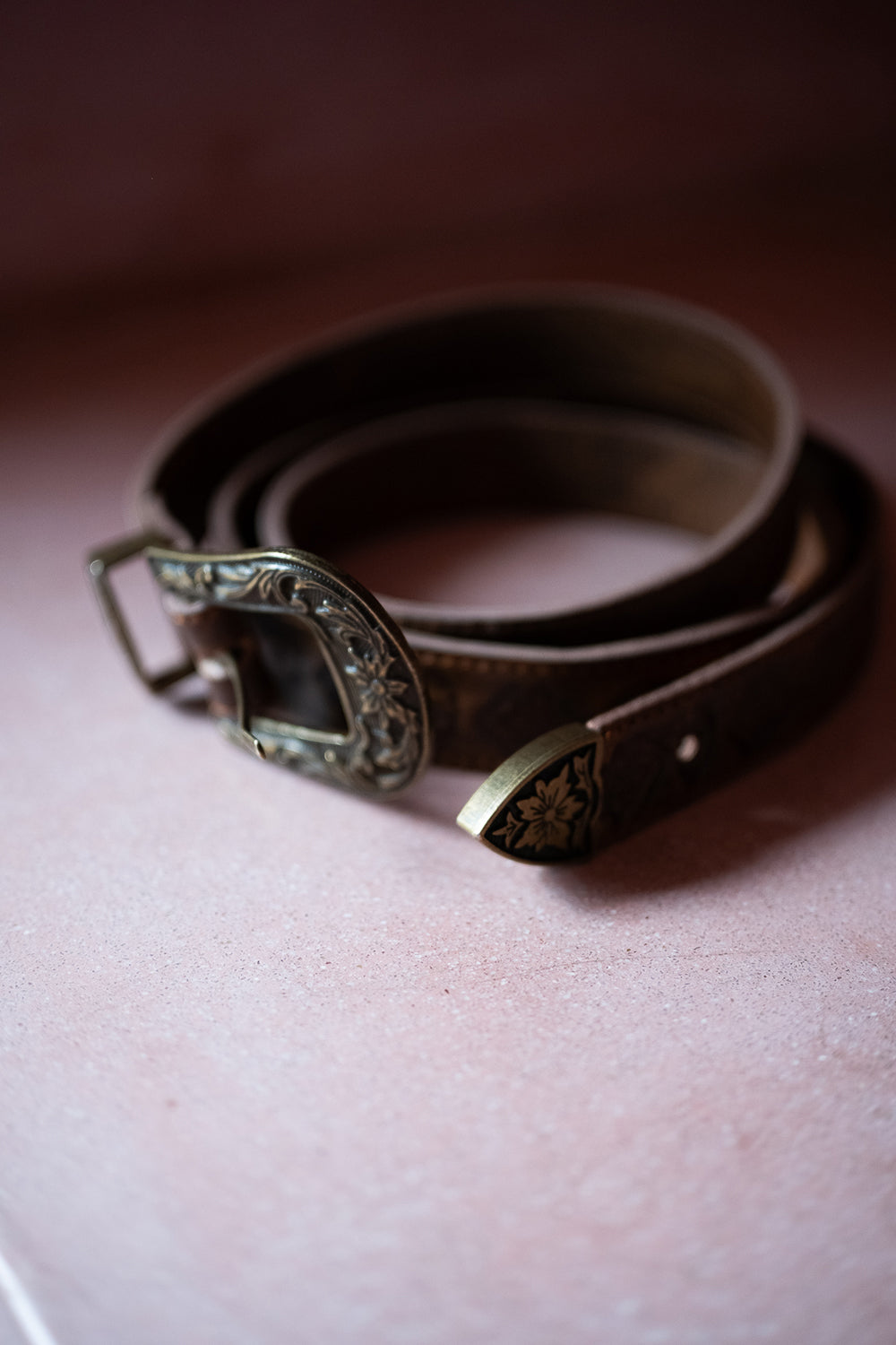 Wiccan Belt | Hand Tooled Leather Belt in Outlaw Oak | Jinx The Label