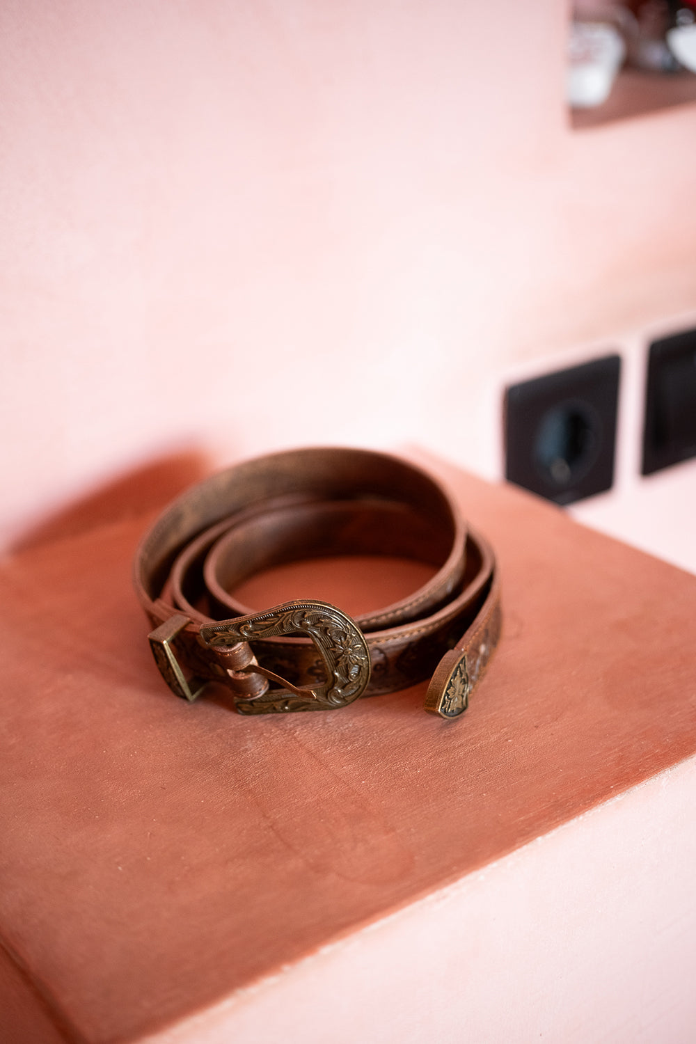 Wiccan Belt | Hand Tooled Leather Belt in Outlaw Oak | Jinx The Label