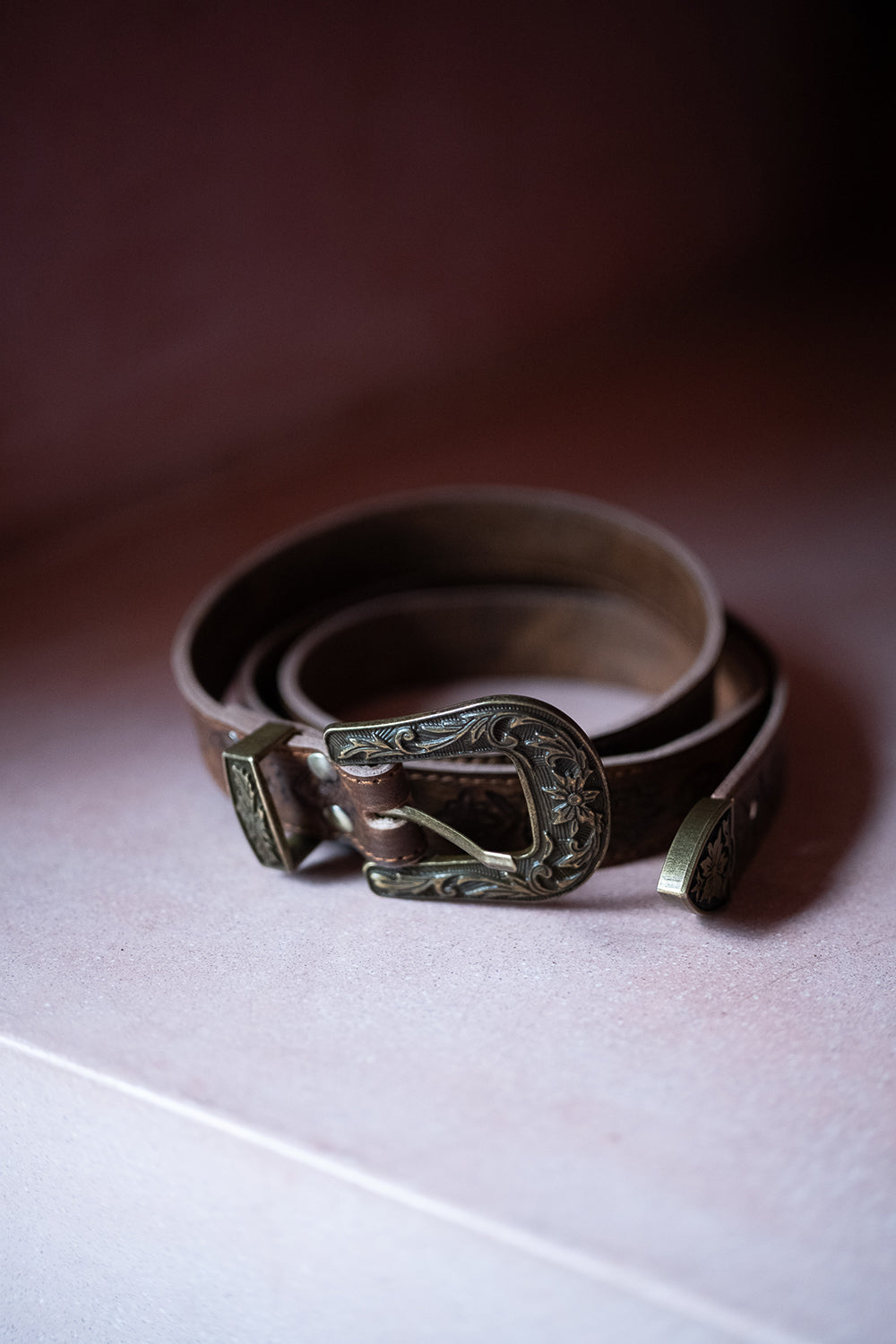 Wiccan Belt | Hand Tooled Leather Belt in Outlaw Oak | Jinx The Label