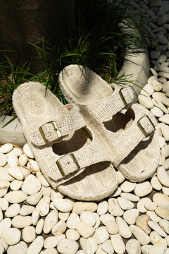 Footwear by Jinx the Label, the Woven Slides in Natural