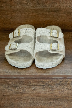 Footwear by Jinx the Label, the Woven Slides in Natural