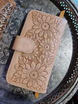 Sunflower leather purse