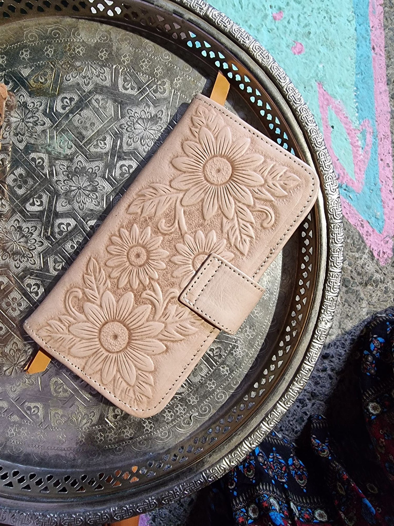 Sunflower leather purse