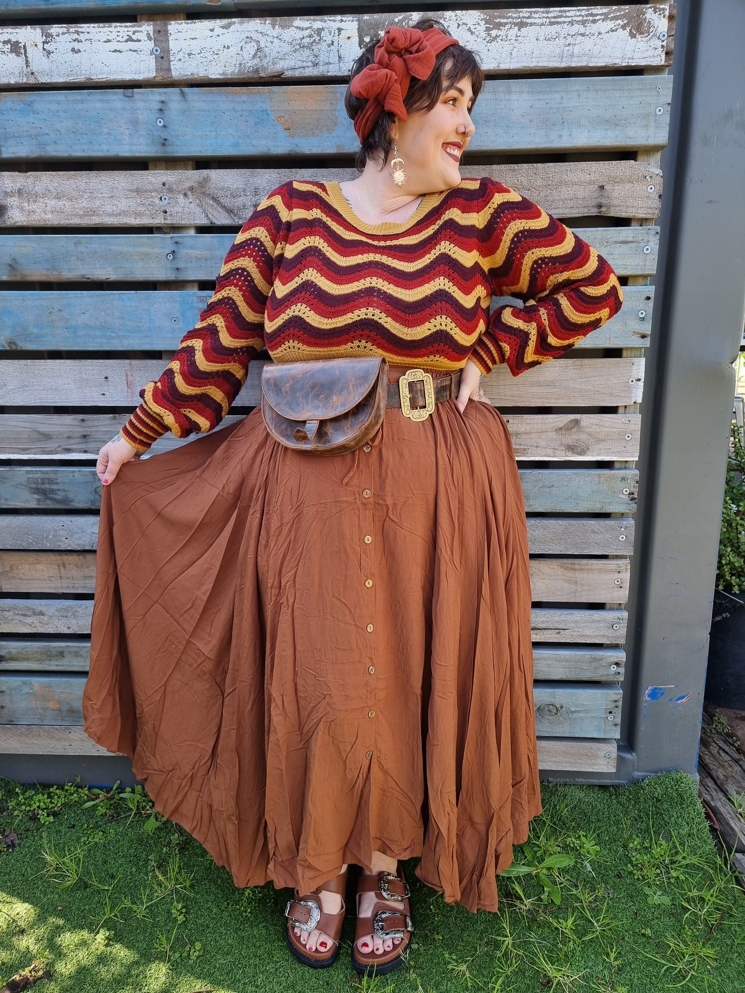 Vintage leather money belt in brown