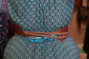 Xena leather belt brown with stone