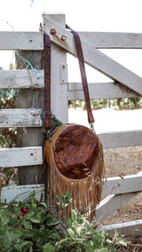Full moon leather fringe bag -tan