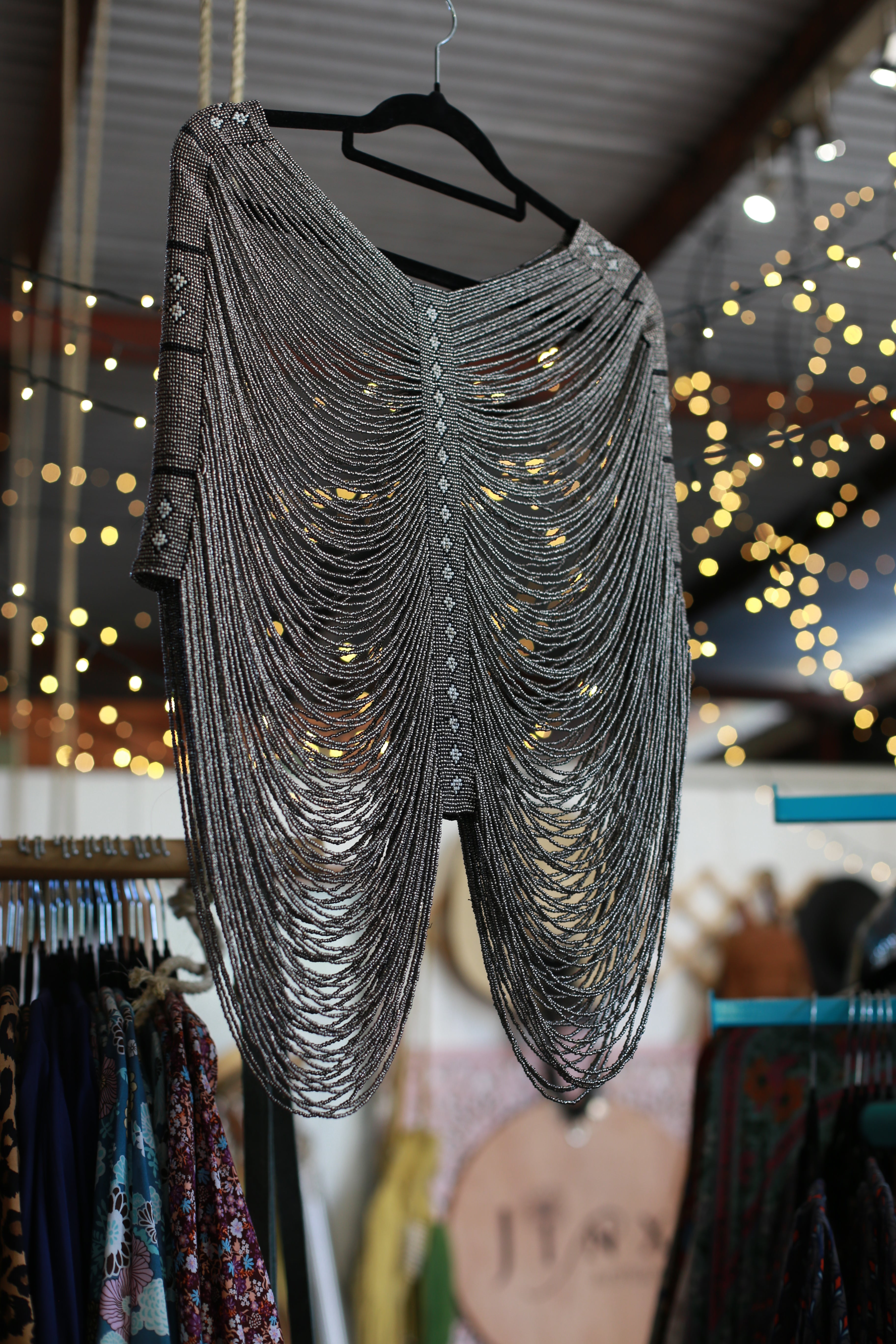 Gatsby Silver hand beaded cape