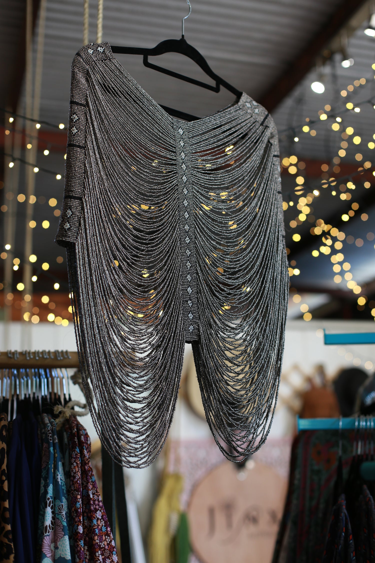 Gatsby Silver hand beaded cape