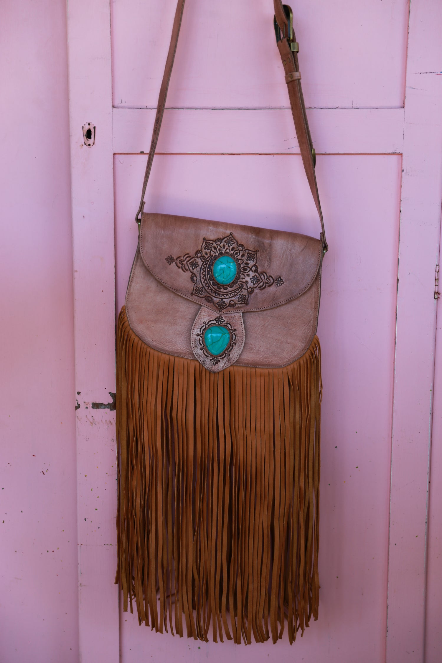 The Sahara leather hand carved bag